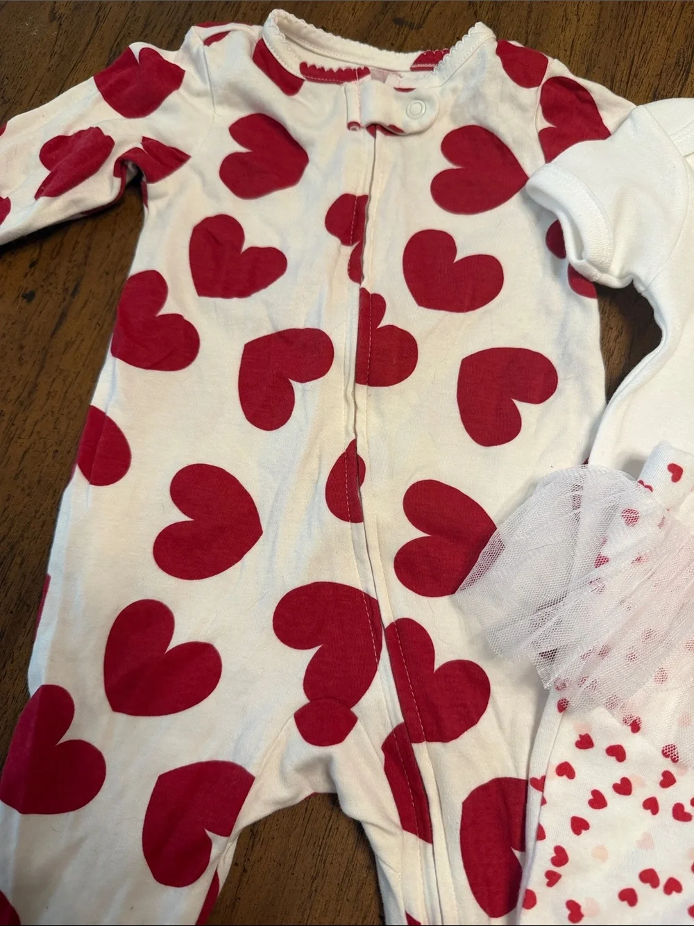 Valentine's Baby Outfit Bundle - White & Red Hearts 3-6 M